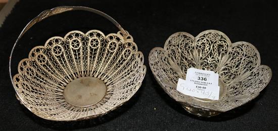 2 filigree bowls & a Russian box